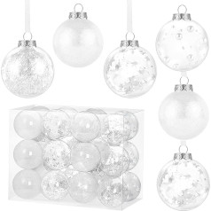 Kesote Christmas Tree Baubles, White, Pack of 24, Decoration for Christmas Party
