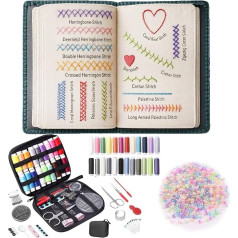 ALONK Embroidery Stitch Book Set, Portable DIY Embroidery Kit with 600 Beading and Step Instructions for 143 Stitches for Beginners, Adults, Crafts and Knitting