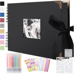 DIY Photo Album, DIY Photo Book, 80 Black Pages, Vintage Spiral Scrapbooking Album, Memory Book; Baby, Family, Anniversary, Birthday, Valentine's Day, Wedding, Christmas Gift