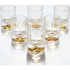 Generisch Shot Glasses Glass Set of 6 Shot Glasses 40 ml Lead-Free Glass with Heavy Base with 24K Gold Golden Mountain, Ideal for Schnaps, Vodka, Shots, Tequila, Grain, Whiskey