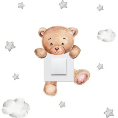 INOOMP Lichtschalter Wandaufkleber Bär Pvc Leicht Abziehbar Wandtattoo Kinderzimmer Deko für Schlafzimmer Wohnzimmer