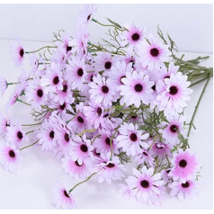 12 Bundles Artificial Silk Daisy Fake Flowers UV Resistant Outdoor Fake Wildflowers with Stems Green Shrubs Plants (Lavender)