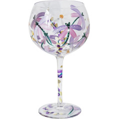 Lesser & Pavey Lynsey Johnstone Gin Glass with Dragonflies and Daisies for Home, Kitchen, Restaurant and Parties, Beautiful Gin Glasses for Drinks, Gift for Women, Men, Wedding and Christmas