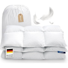 DREEMA Duvet 135 x 200 cm Down Duvet Lightweight Extra Soft Down Filling Made in Germany 100% Sustainable with Oeko-Tex & Nomite Suitable for Allergy Sufferers Soft-Touch Cotton Cover