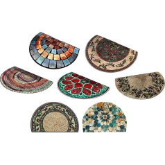 Style Half Round Doormat, 60 x 90 cm, Non-Slip, Stain Resistant, Entrance Mat for Indoor and Outdoor Use with Bohemian Accents for Front Door and Patio (Semicircle - 14)