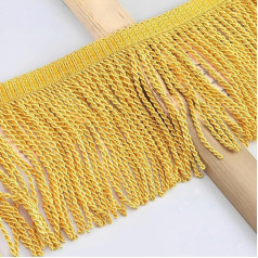 6 Metres x 15 cm Bullion Fringe Trim, Polyester Metallised Fringe Bullion Fringe Tape, Decorative Trim, Sewing Cut Fringe Trim for Curtains, Lampshades, Clothing (Bright Yellow Gold)