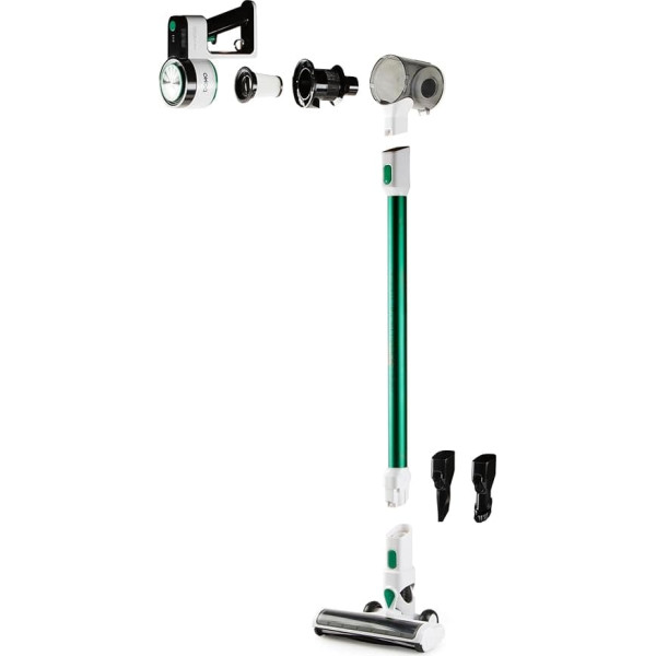 DOMO DO241SV Cordless 2-in-1 Handheld Vacuum Cleaner, Cyclone Technology, Cordless Vacuum Cleaner with Handheld Vacuum Cleaner, 2 Speeds, 0.55 L, 21.6 V, 40 Min, Green