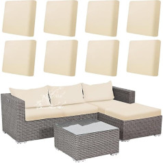 Malloom Stretch Cushion Covers for Patio Furniture Replacement Cushion Covers for Patio Furniture Sofa Couch Soft Flexibility Washable Furniture Protector Beige 8 Pack