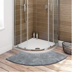 Seavish Cozy Shag Bathroom Rug, Non-Slip Microfibre, Soft, Absorbent, Sea Blue Curved 45 x 143 cm, Grey