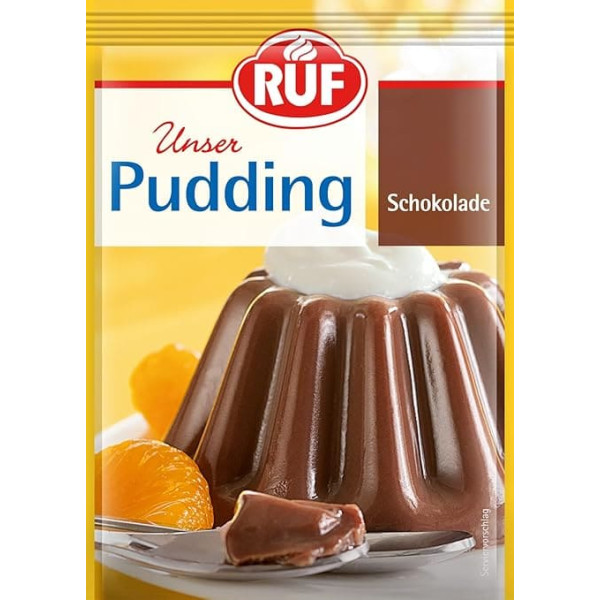 RUF Chocolate Pudding with Savoury Cocoa Aroma, Gluten-Free and Vegan, Boil Only with Milk and Sugar, 3 x 41 g