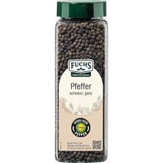 Fuchs Professional Pepper Black Whole Unground Pepper Suitable for Mortars or Pepper Mills with Practical Shaker Attachment 500 g in Large Shaker