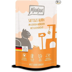 Wet Cat Food: Juicy Chicken on Delicious Carrots - Pack of 12, High Meat Content