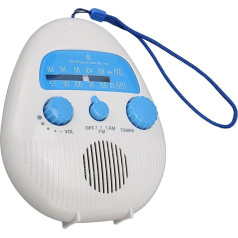 Portable AM FM Shower Radio, Waterproof Wireless Bathroom FM Radio with Built-in Speaker, Battery Operated Digital Radio with Lanyard