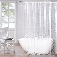 AooHome Transparent Shower Curtain 180 x 180 cm with 5 Magnets Bottom, Waterproof EVA Shower Curtains 3D Pattern with 12 Shower Curtain Rings, Anti-Mould for Bathtub Bathroom Curtain