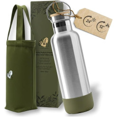 Thermos Flask, 500 ml, Stainless Steel, Insulated Drinking Bottle, 100% Leak-proof and Dishwasher Safe, 12 Hours Warm & 24 Hours Cold, BPA-Free (Bamboo Lid, 500, Millilitres)