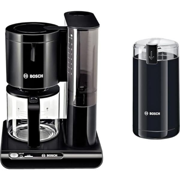 Bosch Styline TKA8013, Aroma Sensor & TSM6A013B Coffee Grinder, Black