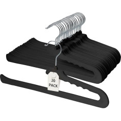 ManGotree Non-Slip Velvet Trouser Hangers, Felt Denim Hangers with Open Ends for Wardrobe Organiser, Space Saving for Trousers, Shorts, Dresses, Scarves (20 Pieces, Black)