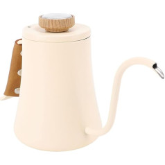 Fdit Ergonomische Handtropfkaffeekanne aus Edelstahl 304 mit Thermometerdeckel für den Bürogebrauch, 600 Ml