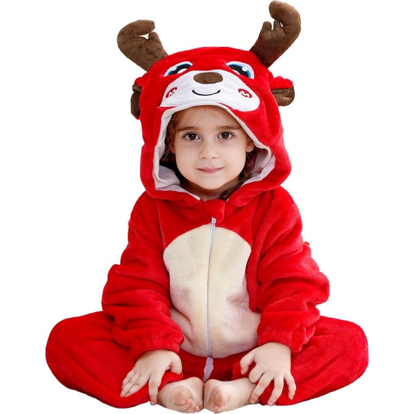 HAHASHOW Halloween Baby Romper Animal Costume 0-6 Months, Flannel Pyjamas with Animal Design, Warm Unisex Pyjamas for Newborns, Cute Baby Halloween Outfit