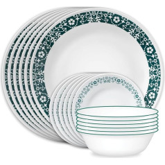 Corelle Vitrelle 18-Piece Glass Tableware Set for 6 People, Triple Layer, Chip and Crack Resistant, Glass Plates and Bowl Sets Penelope