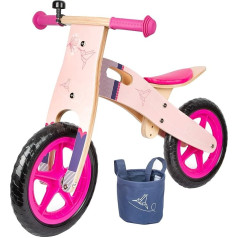 Small Foot Balance Bike Pink Hummingbird or Blue Paper Plane Made of Wood, Promotes Coordination, with Impact Limit, Item No. 11613 or 11614