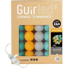 GuirLED Cotton Ball LED Fairy Lights with USB, Night Light for Babies, 2 Hours, Power Adapter, with 2A USB 2A Included, 3 Intensities, 24 Balls, 2.4 m, Hemisphere