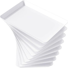 Lifewit Plastic Serving Tray, 36.7 x 24 cm, Large Tray, Set of 8, BPA-Free, Reusable, Serving Plate for Buffets, Celebrations, Picnics, Breakfast and Snacks, White