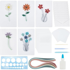 WEBEEDY Paper Quilling Kit Quilling Paper Stencils DIY Tool Kit with 3 in 1 Paper Quilling Template Board for Greeting Cards Making Manuscript Paper for Decorative Card