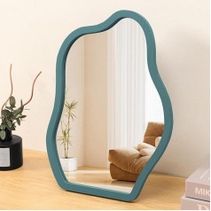 Table Mirror with Wooden Stand Makeup Mirror Standing Vanity Mirror Portable Wooden Table Mirror Hanging High Definition Room Decor Small Modern