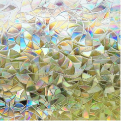 Finnez 3D Window Film Self-Adhesive Privacy Screen No Glue Frosted Stained Films Decorative Holographic Stickers for Glass Door Home Kitchen Office Heat Control Anti UV 90 x 400 cm