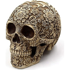 UJOY Creative Skull Flower Sculpture 20 cm Human Head Skeleton Statue Collectible Halloween Decoration Home Decoration Artistic Flower Skull Face Realistic Model Sculpture