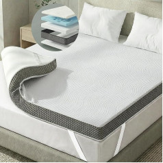Degrees of Comfort Double Layer Memory Foam Mattress Topper for Pressure Relief, Mattress Topper, Single Bed with Non-Slip Breathable Hypoallergenic Cover (Single 8cm, 90x190cm)