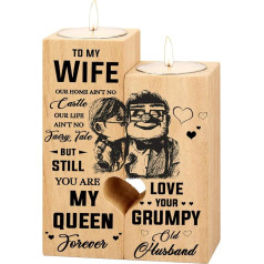 Heart Shaped Candle Holder, Valentine's Day Decoration, Birthday, Wooden Candle, Craft Candle Holder, Birthday Gifts for Wife, Anniversary, for Her (To My Wife)