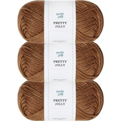 Pretty Jolly Soft Wool Yarn 3 Skeins Shiny Wool Blend Yarn for Crochet Knitting Sports Weight Yarn for DIY Crafts (3 x 50g/3 x 100m) (Brown)