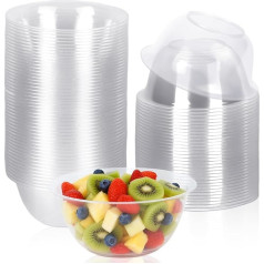 100 Pcs 8oz Small Plastic Clear Mini Dessert Bowls Round Reusable Bowls for Party Dessert Pudding Mousse Fruit