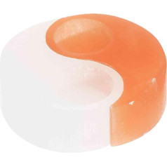 NKlaus Selenite Tea Light Holder Yin-Yang 11.5 cm - Two Piece Set for 2 Tea Lights, Energetic Decoration for Meditation, Feng Shui & Space Harmony, Gift Idea 16615
