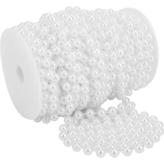 Rengue Perlenschnur, 20 M, ABS-Kunstperlen, DIY-Schmuckherstellung, mit Gleichmäßiger Heller Farbe, für Haarstyling, Hochzeiten, Partys, Dekorationen (White)