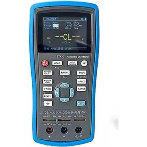 Kondensatortester, 100 kHz Multifunktions-Hand-LCR-Digitalbrückenmessgerät Hochpräzises Kapazitäts-, Induktivitäts- und Widerstandsmessgerät(ET433)