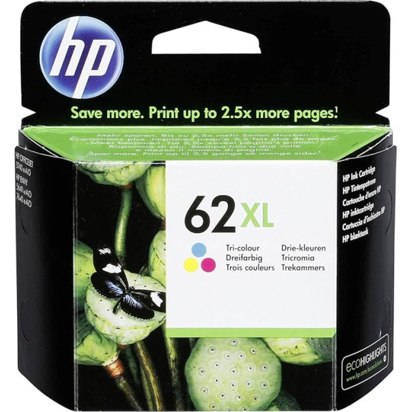 HP C2P07AE 3 Colours No. 62 XL - Environmentally Friendly, High Yield - Cyan, Magenta, Yellow - OEM Compatible