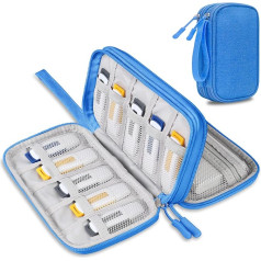Lacdo USB Flash Drive Enclosure, USB Flash Drive Holder Case Organizer Portable Electronic Accessories Storage Bag for San Disk/SamData/Samsung Jump Drive Memory Stick, Cable, Blue