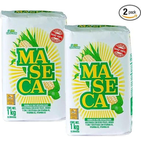 Maseca Corn Flour 2 x 1 kg - Gluten Free Masa Harina for Tortillas, Tacos & Tamales | Mexican Corn Flour Double Pack
