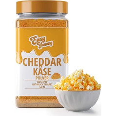 EASY YUMMY Cheddar Cheese Popcorn Spice 300 g - 100% Cheddar Cheese Powder for Refining Popcorn & Snacks - Spicy Taste Like in the Cinema - Litter Cheese Made from Real Cheddar in Practical 300 g Tin