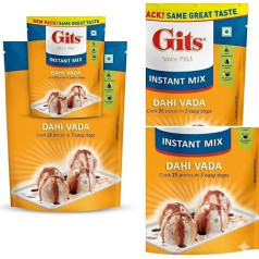 Gits Dahi Vada Mix 200 g - Indian Lentil Bubbles Ready Mix for Fluffy Dahi Vadas, Vegetarian & No Preservatives, Traditional Indian Snack in No Time at All with Kajal Sticker