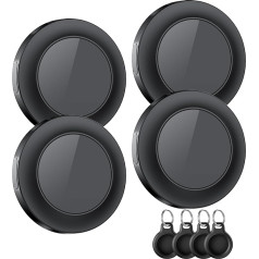 Air Tracker Tag 4 Piece, Air Tracker Tag Compatible with Apple Where is? App (iOS Only), Suitcase Tracker for Bags/Luggage/Key, IP67 Waterproof, Replaceable Battery, Black