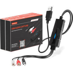 DriverGenius AudioXfer | USB Audio Grabber - Audio from Cassette, Vinyl, MD & More Over 3.5 mm/RCA Ports Recording for Music Lovers & Podcasters | Compatible with PC, Mac & Linux (2 Pieces/Pack)