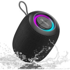 oraolo Bluetooth Speaker with 15 W Audio, IPX7 Waterproof, 30 Hours Playtime, LED Lighting, Bluetooth 5.3, TWS Support, Ideal for Outdoor Camping and Home
