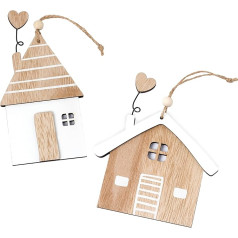 Mopec NW40 Set of 2 Wooden House Pendants Brown 10 x 15.8 x 0.4 cm