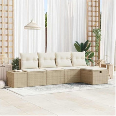 Poly Rattan Sofa Set für Terrasse 5 Stück 5-teiliges Sofa Set Poly Rattan Outdoor Outdoor Sofagarnitur 5 Stück Gartenmöbel 5-teilig mit Sitzkissen