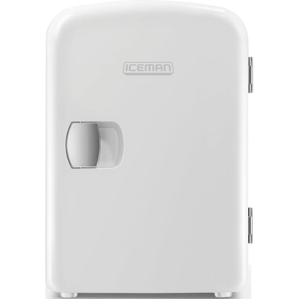 Chefman ICEMAN Mini Fridge Portable White Cool and Hot Lightweight Fridge with 4 Litre Storage 6 Cans for Cosmetics, Snacks, Makeup, AC/DC Power Supply, Household