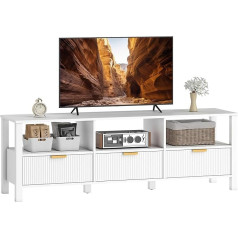HOMCOM TV Stand 152 cm TV Stand for TVs up to 65 Inches with 3 Ribbed Drawers and 3 Open Shelves Modern TV Stand for Living Room Bedroom White